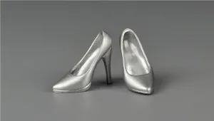 1/6 Scale Female Soldier Model Figure Doll Shoes High Heeled Shoes Sandals for 12 Inch Movable Doll Action Figure Accessories Doll(Silver)