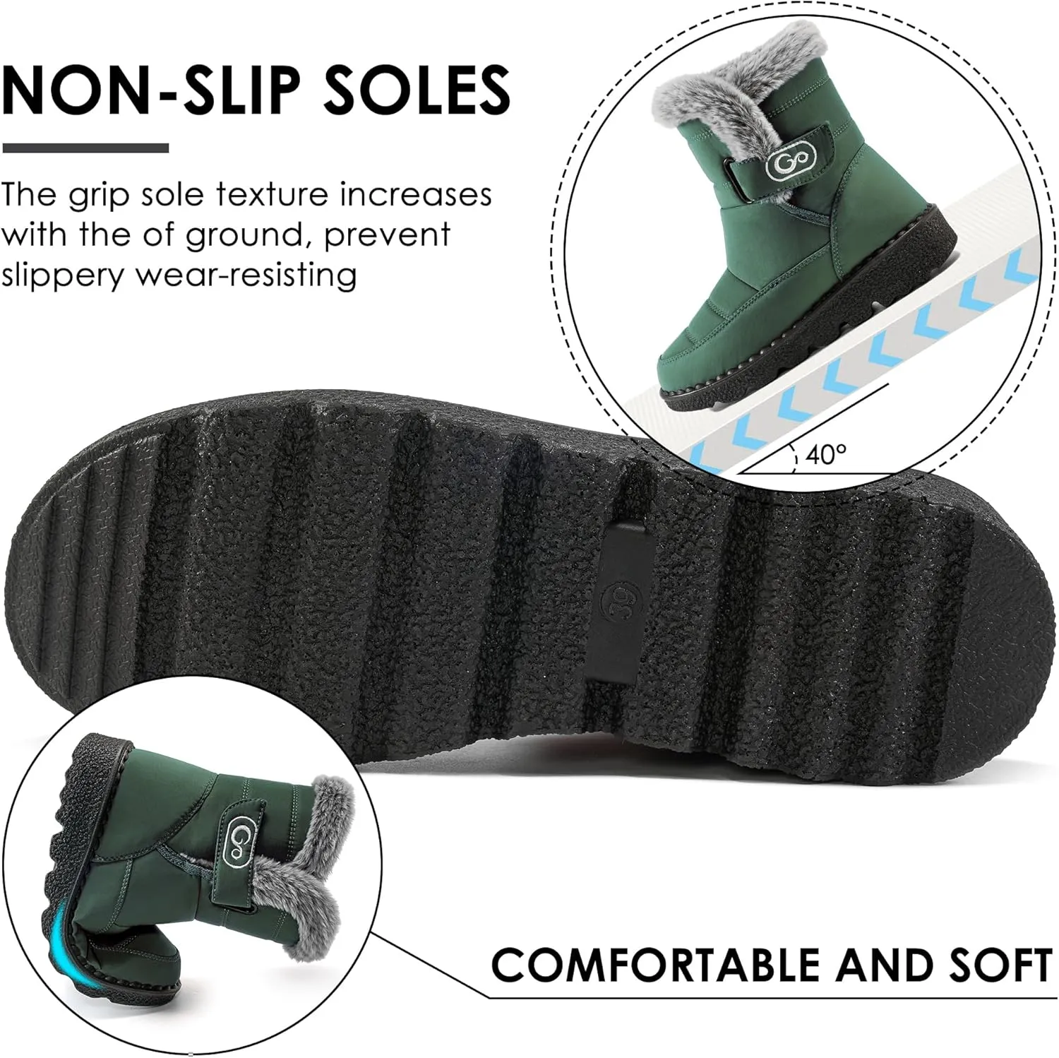 Ablanczoom Womens Winter Snow Boots With Warm Fur Lining Comfortable Booties Non Slip Waterproof Outdoor Shoes