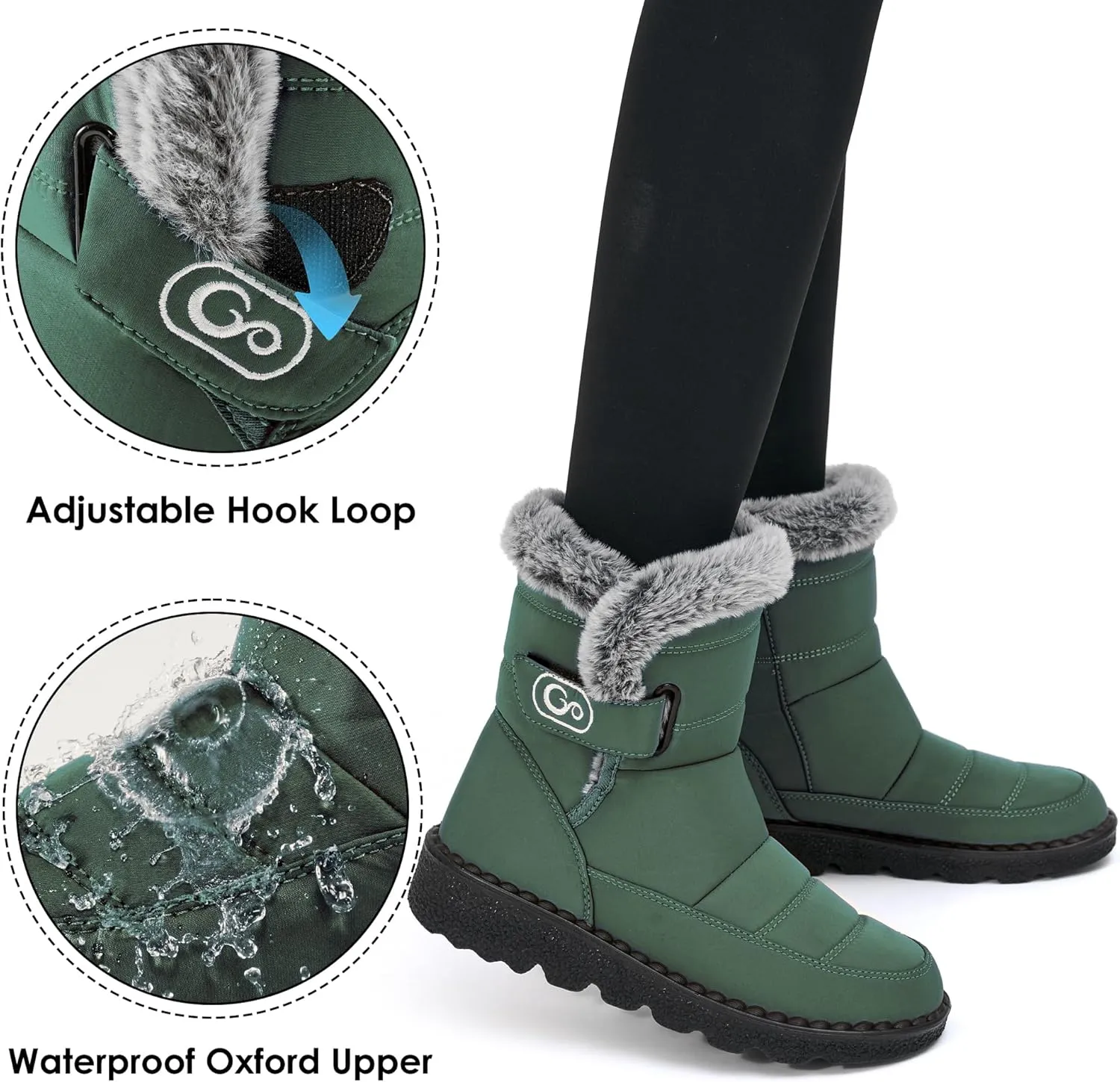 Ablanczoom Womens Winter Snow Boots With Warm Fur Lining Comfortable Booties Non Slip Waterproof Outdoor Shoes