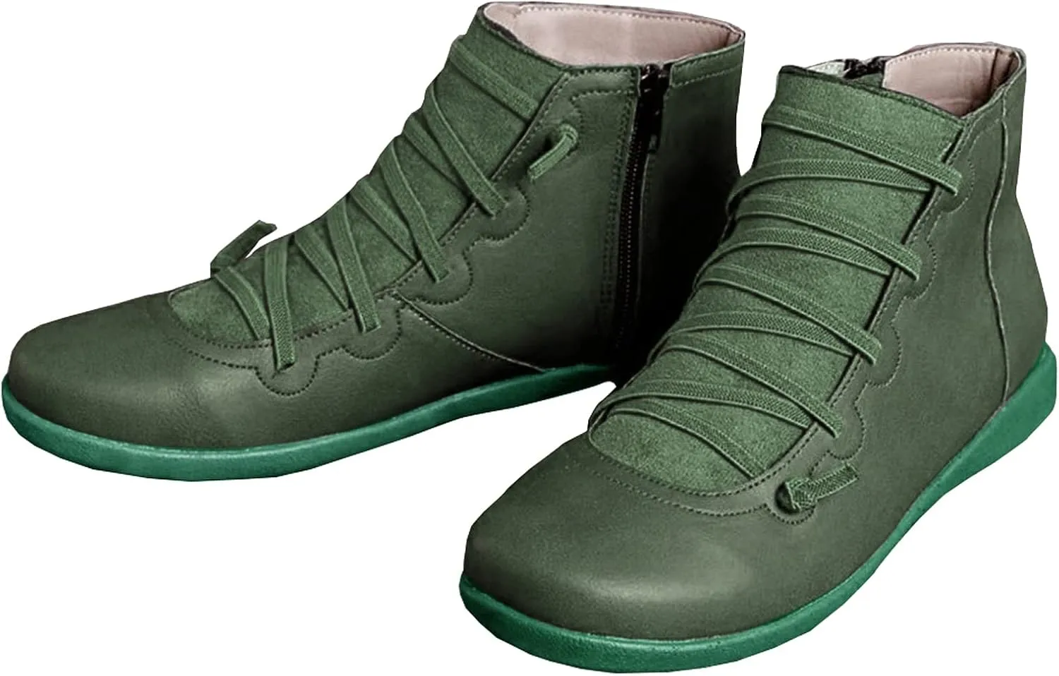 Acrossage Women Arch Support Boots Comfortable Ankle Wedge Short Booties Fashion Leather Waterproof Slip On Boots