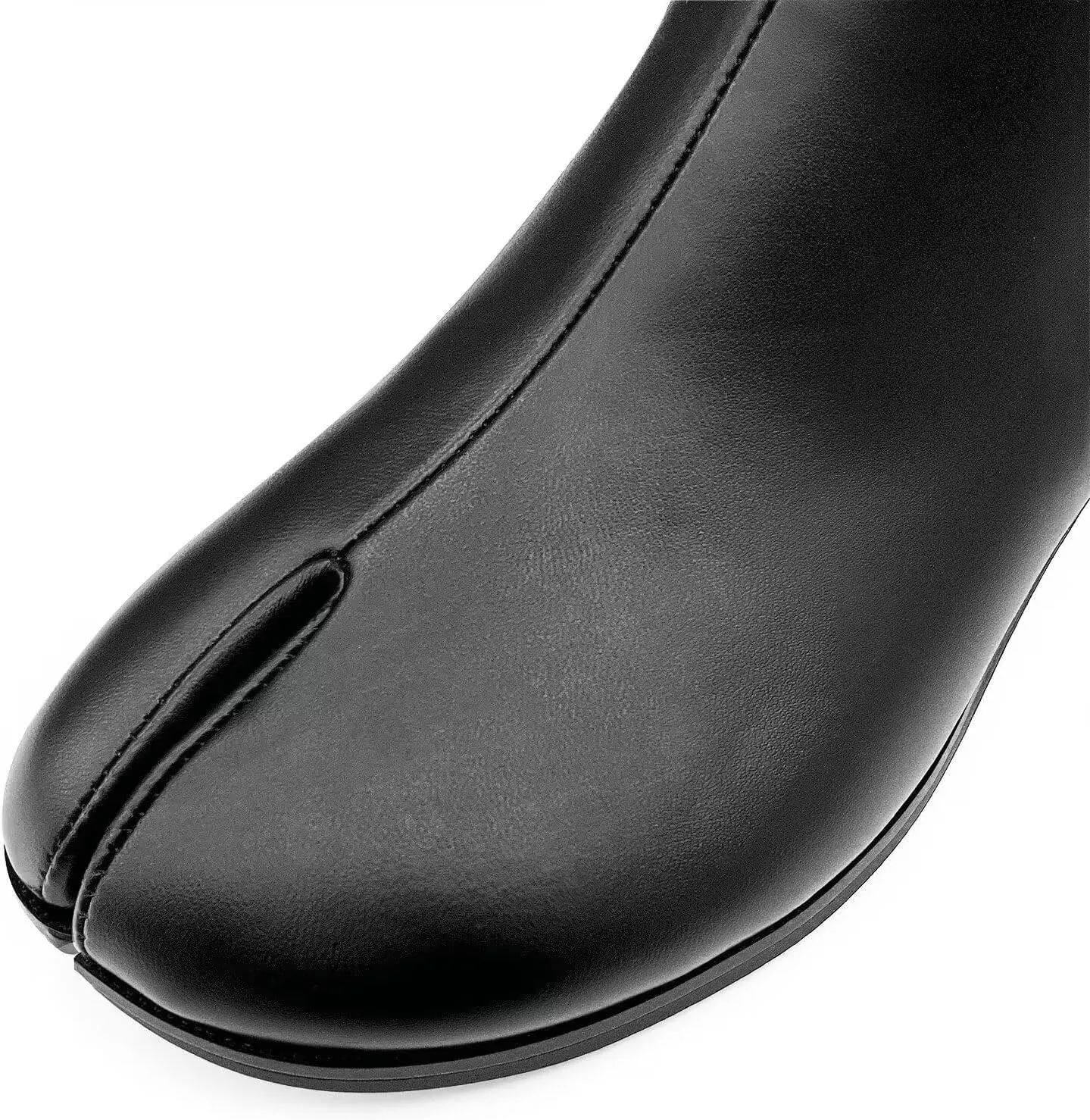 Agodor Women Split Toe Tabi Shoes Chunky Block High Heels Mid Calf Boots Vintage Fashion Shoes