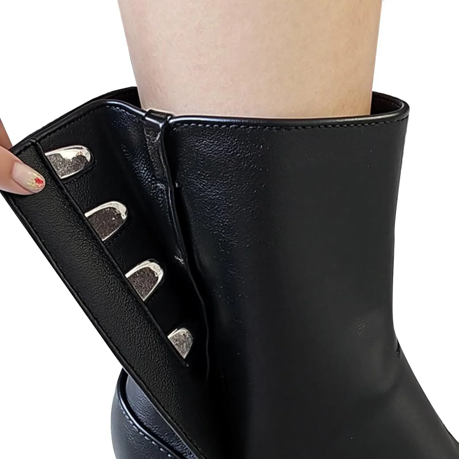 Agodor Women Split Toe Tabi Shoes Chunky Block High Heels Mid Calf Boots Vintage Fashion Shoes