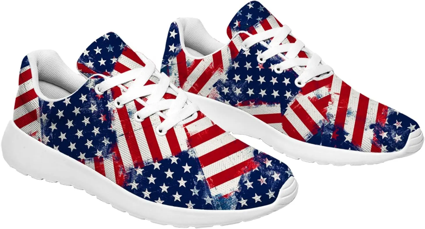 American Flag Shoes Womens Mens Road Running Shoes Athletic Sneakers Tennis Walking Shoes Gifts for Her,Him