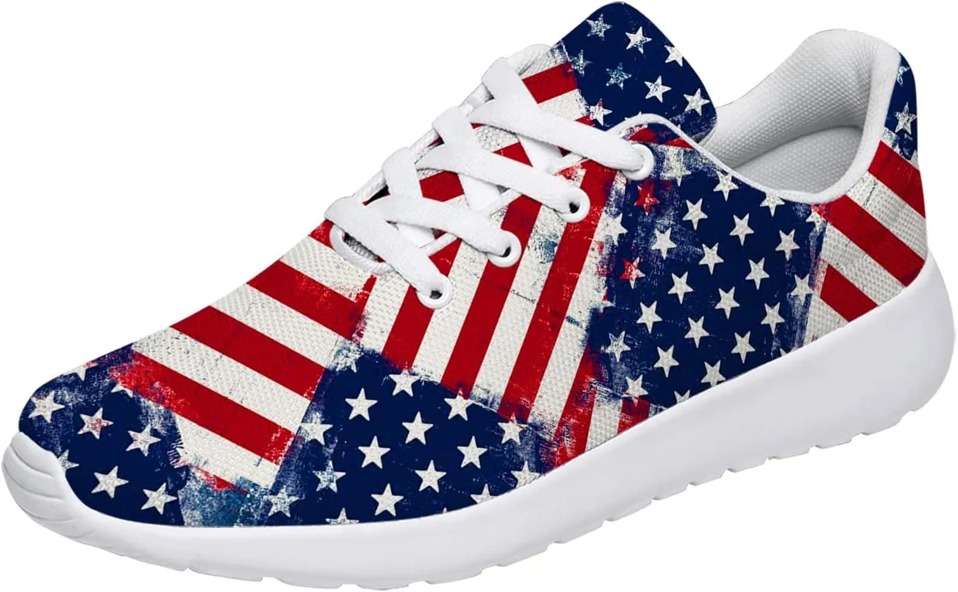 American Flag Shoes Womens Mens Road Running Shoes Athletic Sneakers Tennis Walking Shoes Gifts for Her,Him
