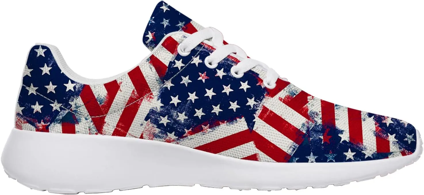 American Flag Shoes Womens Mens Road Running Shoes Athletic Sneakers Tennis Walking Shoes Gifts for Her,Him