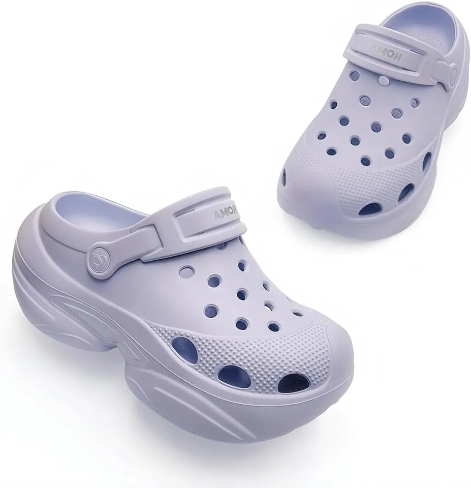 Amoji Women Platform Clogs Thick Yard Garden Shoes Summer Sandals 0859
