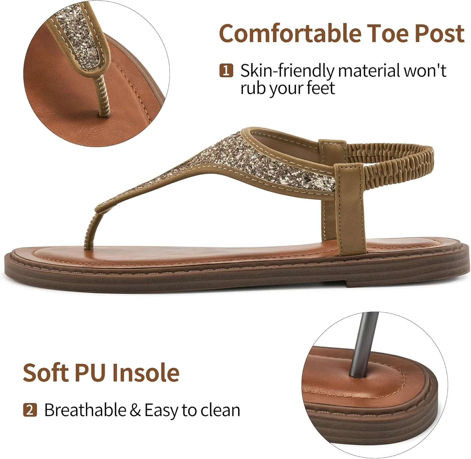 Aomigoct Flat Sandals Women Dressy: Comfortable Summer Beach Sandal for women - Casual Ladies Fashion Walking Shoes