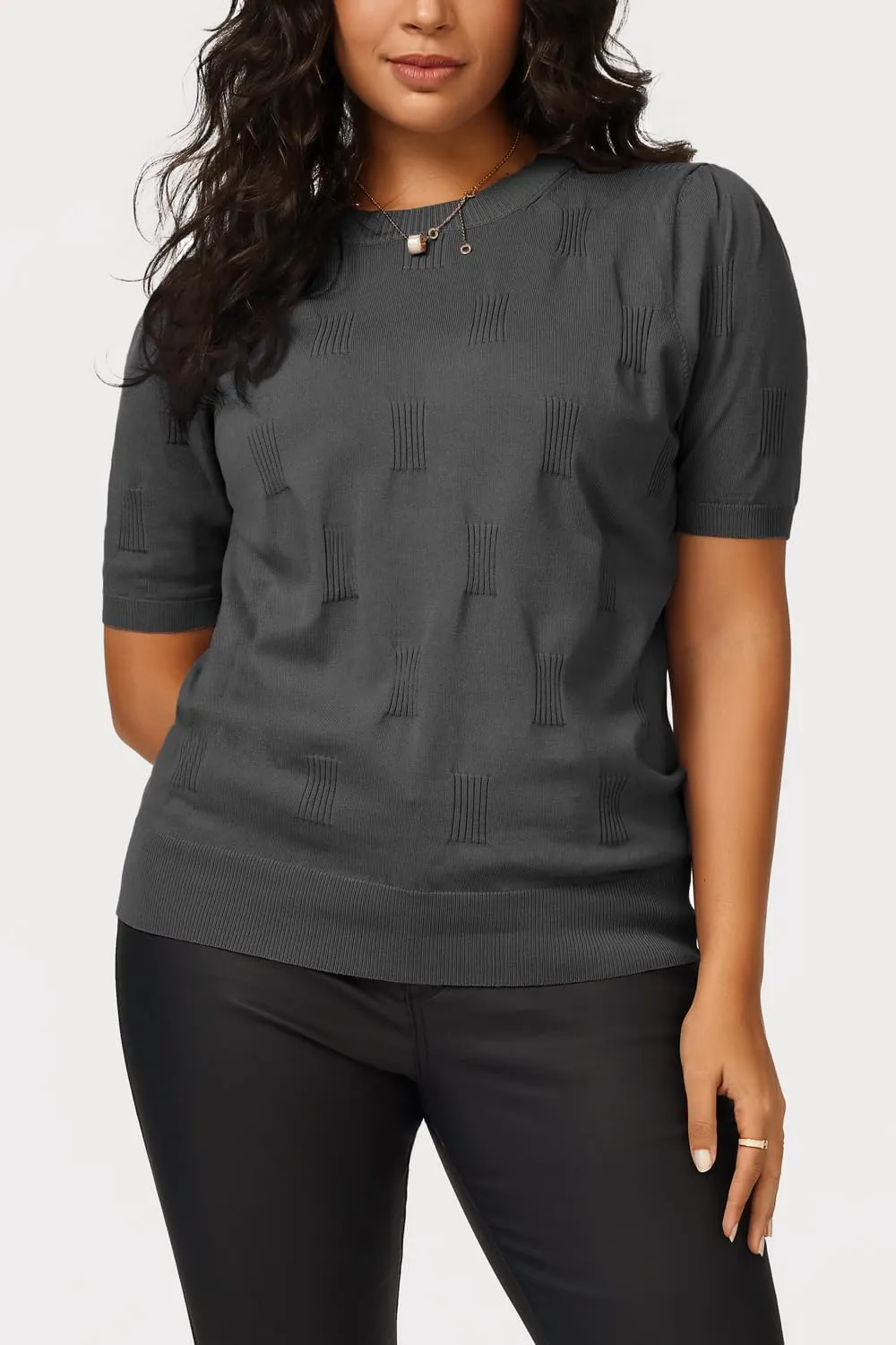 Arach&Cloz Womens Summer Tops Fashion Short Sleeve Sweaters Crew Neck Lightweight Knit Dressy Blouse 2025