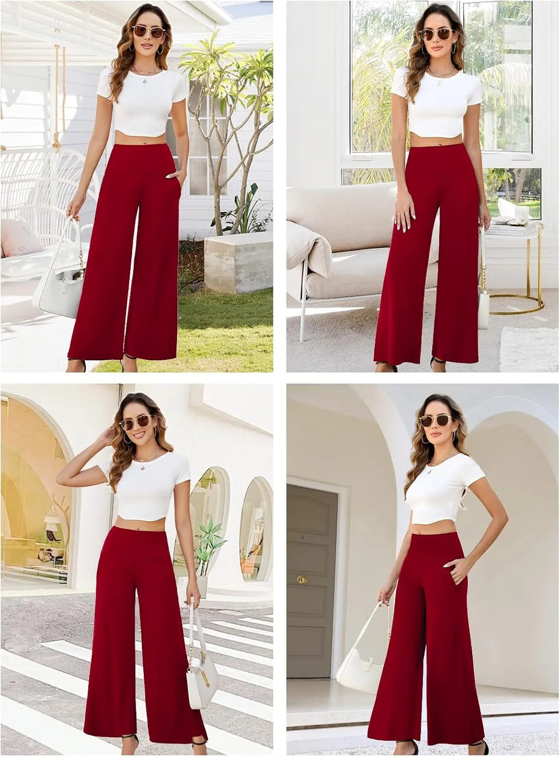 Arolina Women's Stretchy Wide Leg Palazzo Lounge Pants with Pockets Casual Comfy High Waist Palazzo Pants for Women Dressy