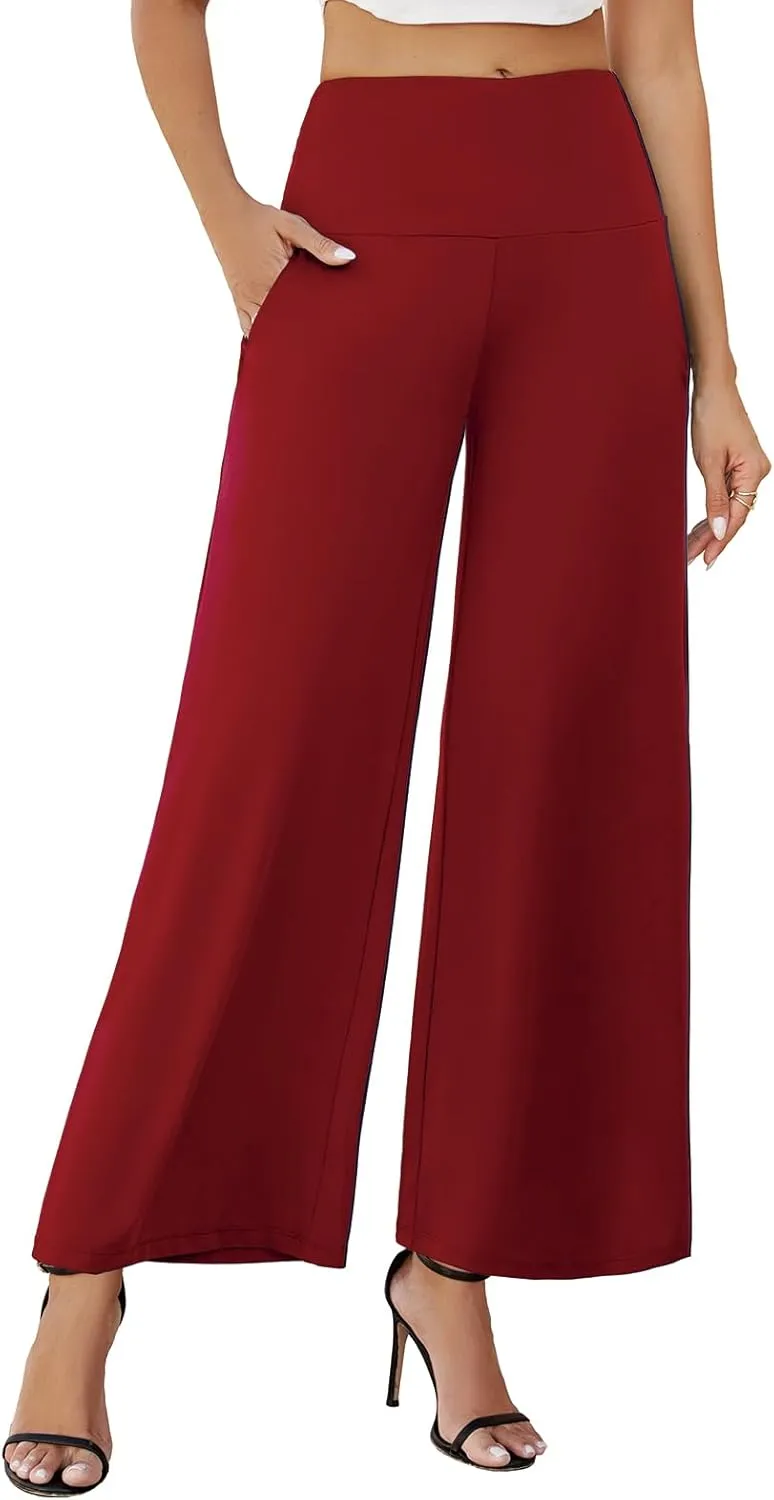 Arolina Women's Stretchy Wide Leg Palazzo Lounge Pants with Pockets Casual Comfy High Waist Palazzo Pants for Women Dressy
