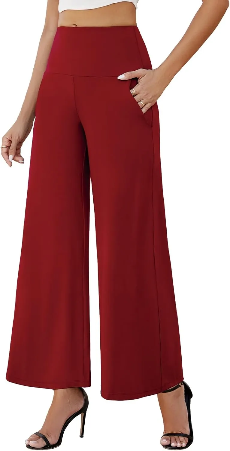 Arolina Women's Stretchy Wide Leg Palazzo Lounge Pants with Pockets Casual Comfy High Waist Palazzo Pants for Women Dressy