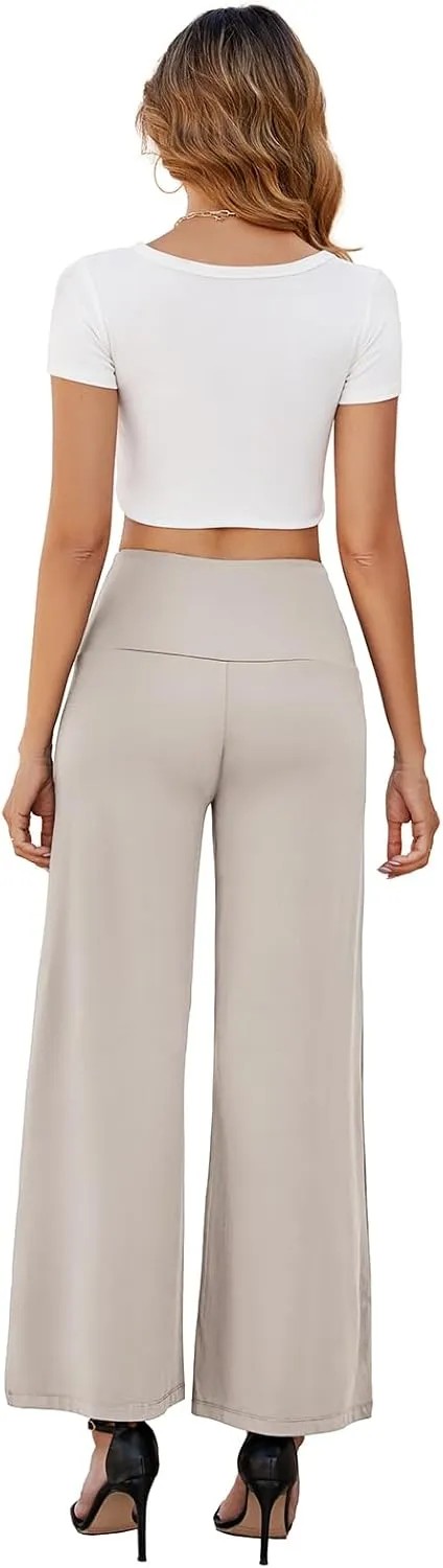 Arolina Women's Stretchy Wide Leg Palazzo Lounge Pants with Pockets Casual Comfy High Waist Palazzo Pants for Women Dressy