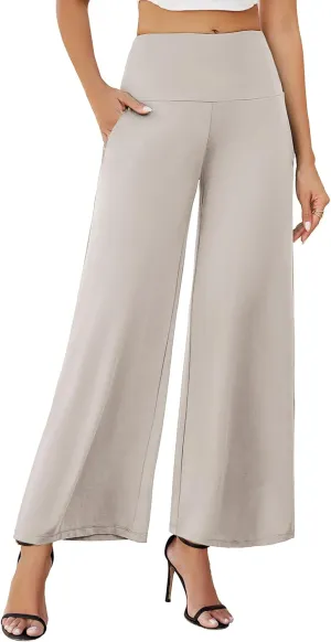 Arolina Women's Stretchy Wide Leg Palazzo Lounge Pants with Pockets Casual Comfy High Waist Palazzo Pants for Women Dressy