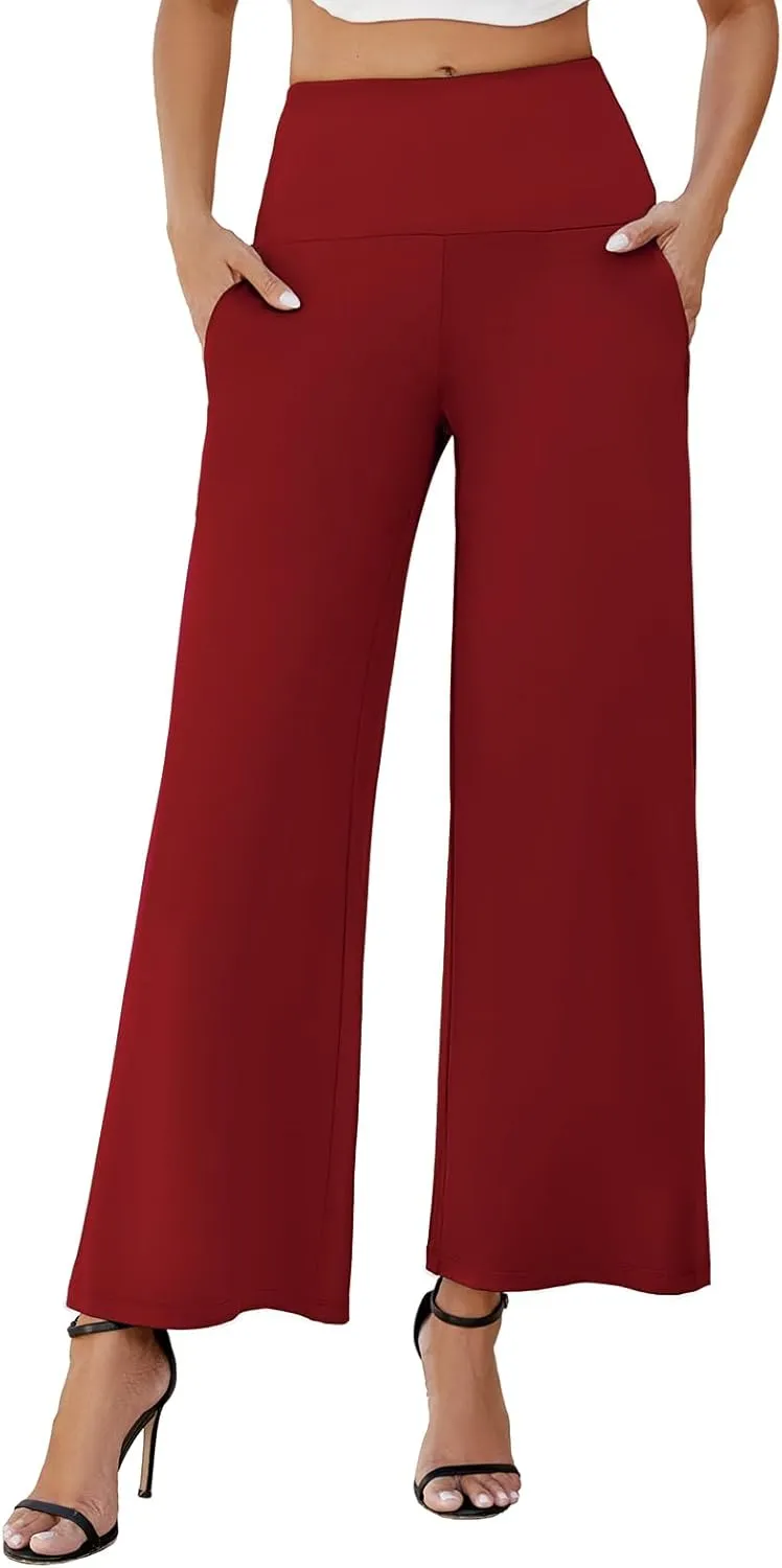 Arolina Women's Stretchy Wide Leg Palazzo Lounge Pants with Pockets Casual Comfy High Waist Palazzo Pants for Women Dressy