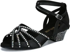 Ballroom Rhinestone Dance Shoes Women Latin Salsa Bachata Social Dancing Sandals L6889