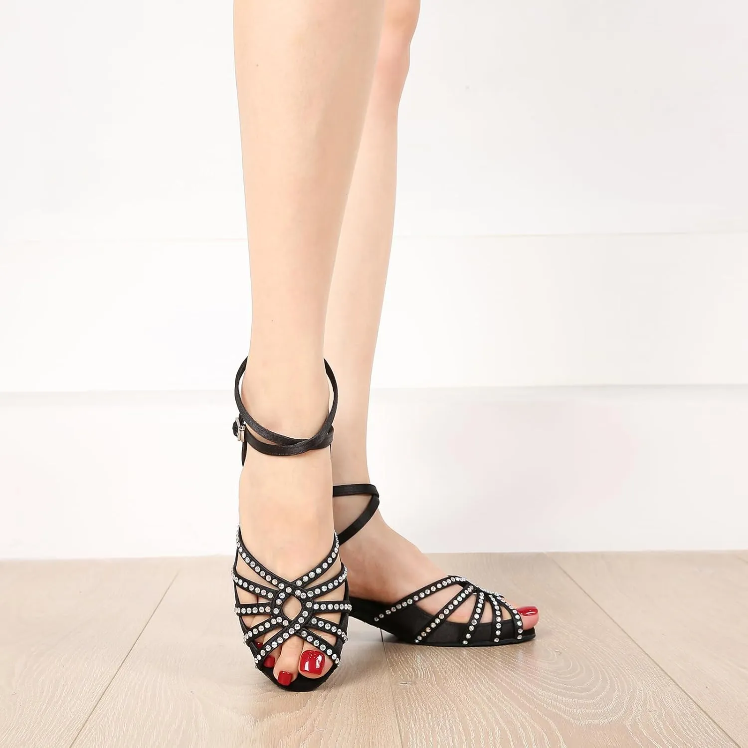Ballroom Rhinestone Dance Shoes Women Latin Salsa Bachata Social Dancing Sandals L6889