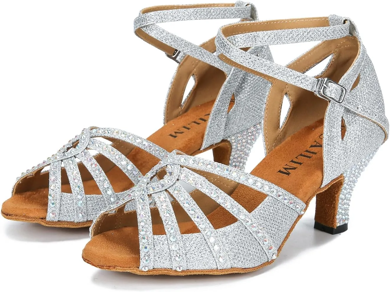 Ballroom Rhinestone Dance Shoes Women Latin Salsa Bachata Social Dancing Sandals L6889