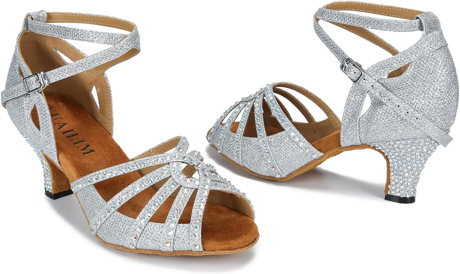 Ballroom Rhinestone Dance Shoes Women Latin Salsa Bachata Social Dancing Sandals L6889