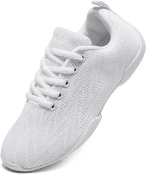 BAXINIER Girls Cheer Shoes White Cheerleading Dance Shoes Lightweight Youth Competition Sneakers Athletic Training Tennis Walking Shoes