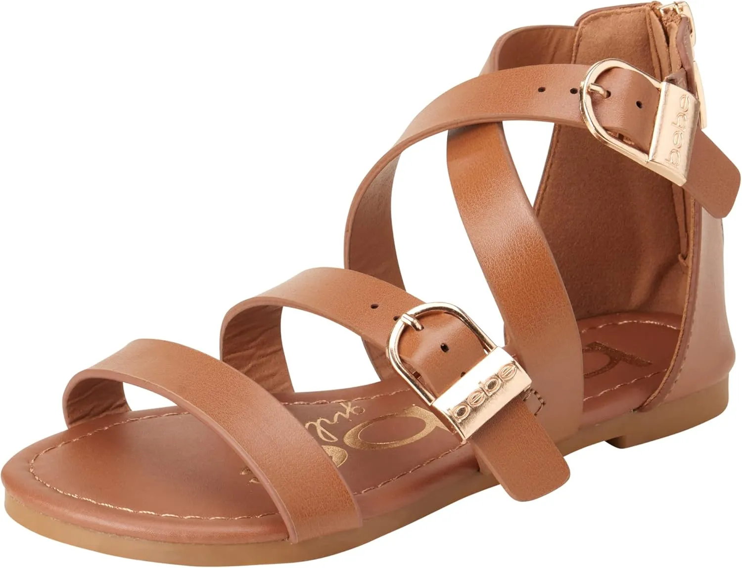 bebe Girls Sandals - Open Toe Summer Easter Strappy Flat Dress Gladiator Sandals with Cushioned Sole