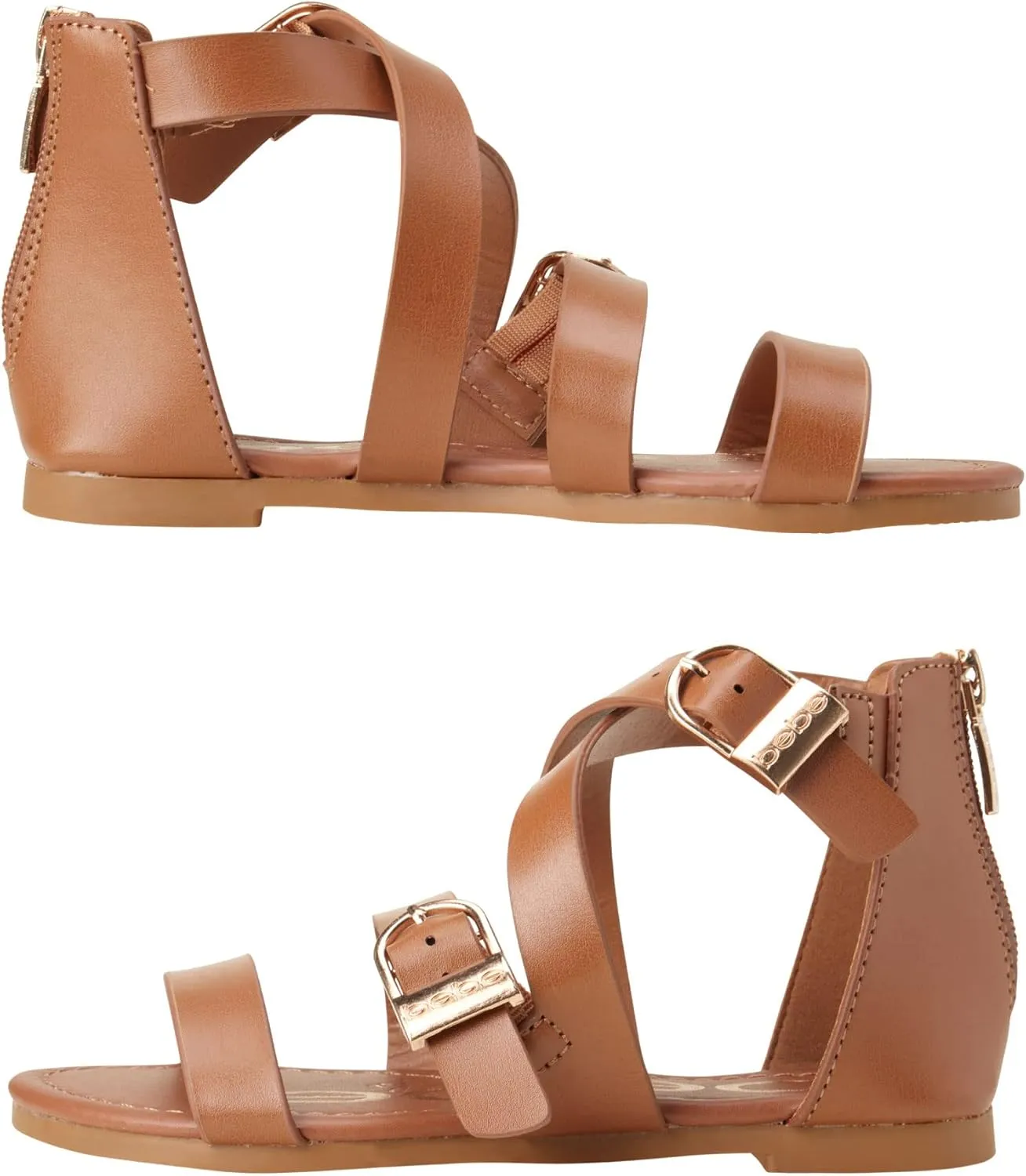 bebe Girls Sandals - Open Toe Summer Easter Strappy Flat Dress Gladiator Sandals with Cushioned Sole