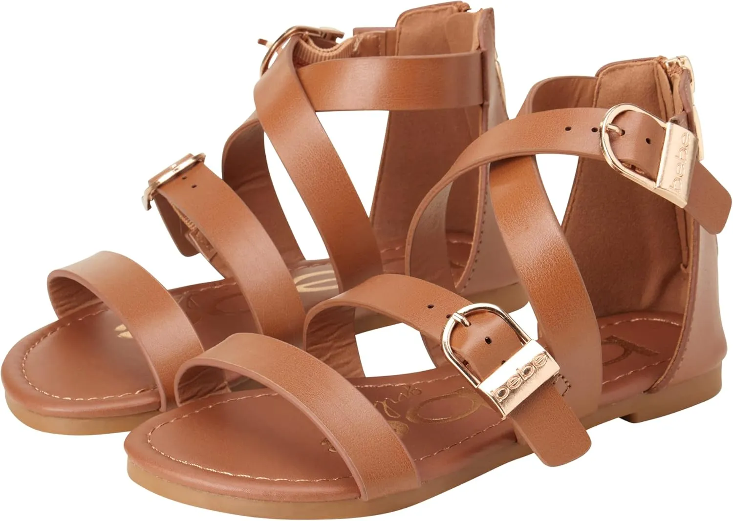bebe Girls Sandals - Open Toe Summer Easter Strappy Flat Dress Gladiator Sandals with Cushioned Sole