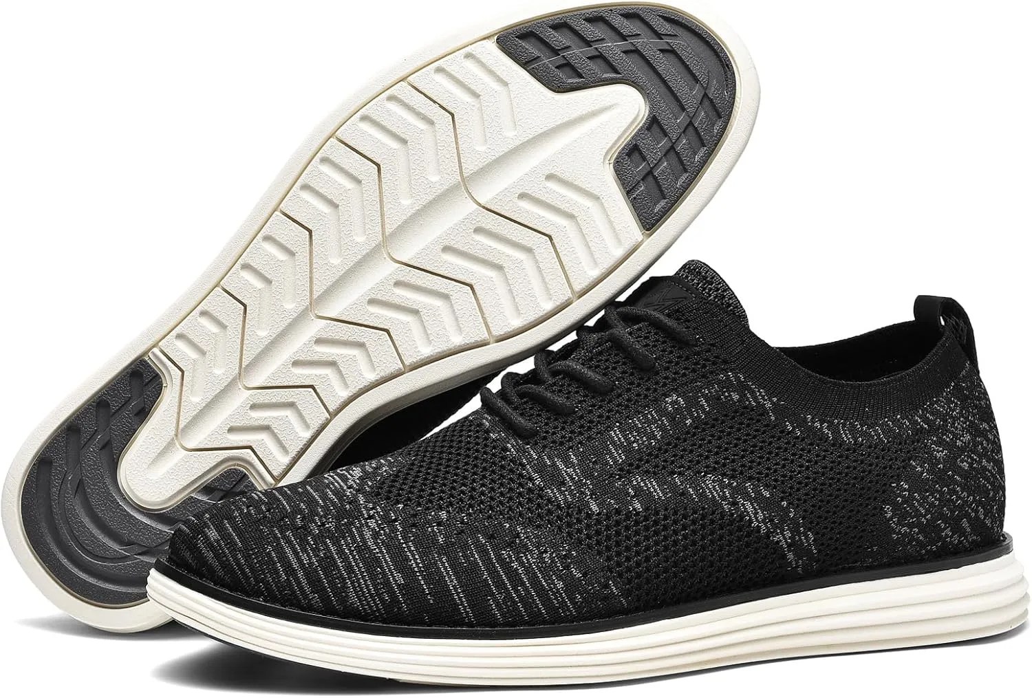 Bergamo Men's Tech Knit Oxford Dress Shoes- Lightweight and Breathable Office Sneakers, Slip-On Business Casual Shoes with Arch Support Footbed for Men