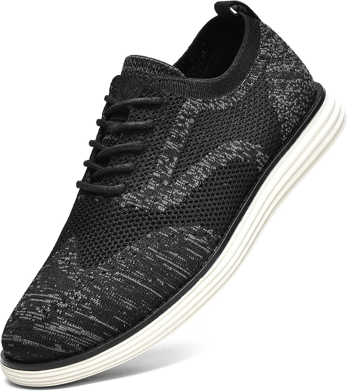 Bergamo Men's Tech Knit Oxford Dress Shoes- Lightweight and Breathable Office Sneakers, Slip-On Business Casual Shoes with Arch Support Footbed for Men