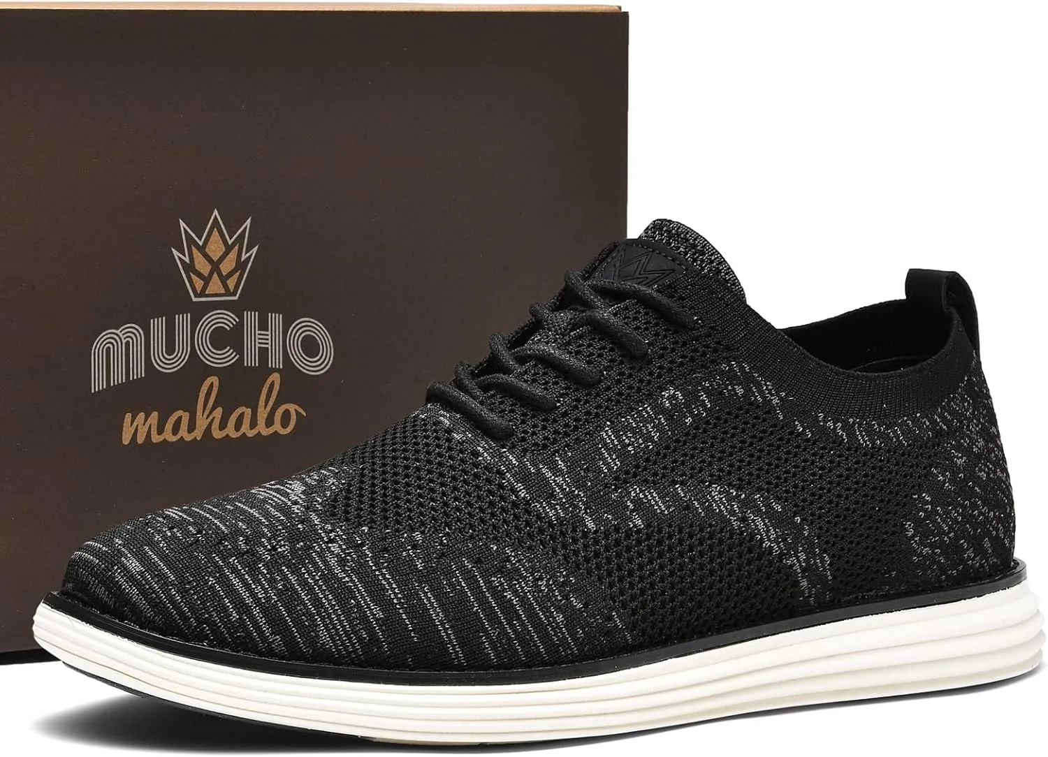 Bergamo Men's Tech Knit Oxford Dress Shoes- Lightweight and Breathable Office Sneakers, Slip-On Business Casual Shoes with Arch Support Footbed for Men