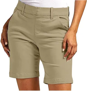 Bermuda Shorts for Women Knee Length Stretchy Dressy Casual High Waisted Lounge Short Pants with Pockets
