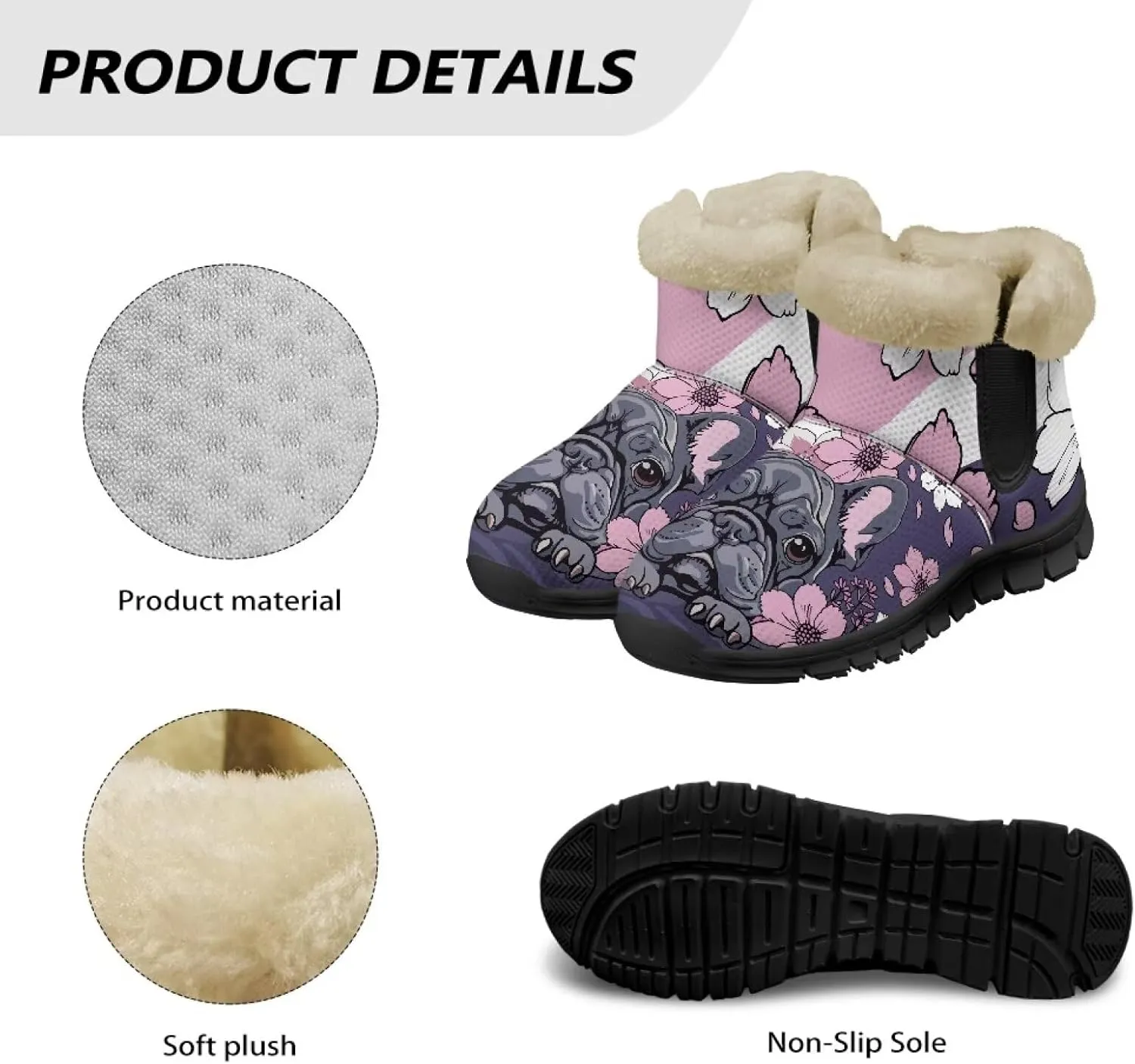 Binienty Warm Snow Boots for Women Winter Slip On Ankle Booties for Outdoor Travel