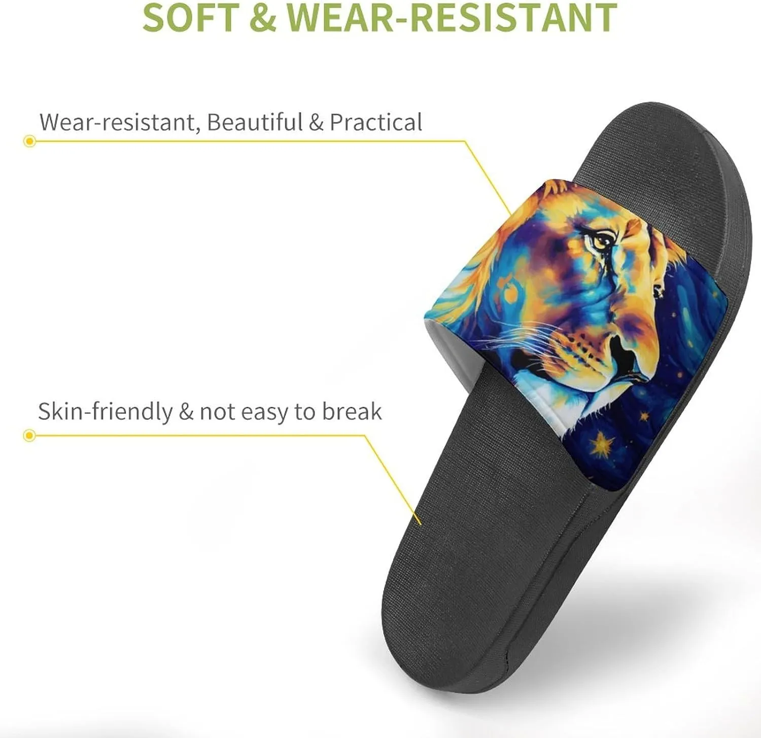 Blue Universe Lion Glaxy Funny House Sandals Non Slip Shower Slippers Quick Drying Bathroom Shoes for Women Men
