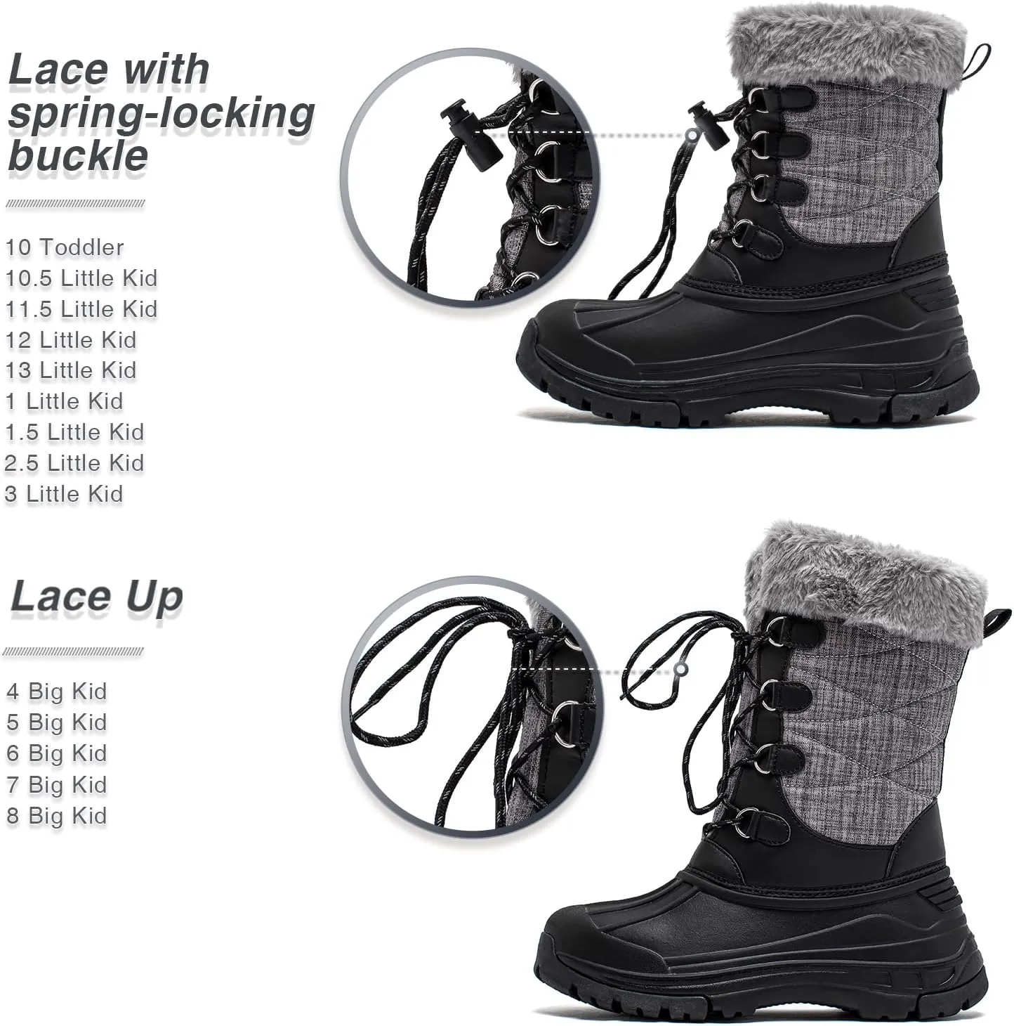 BODATU Boys Snow Boots Outdoor Waterproof Winter Kids Shoes
