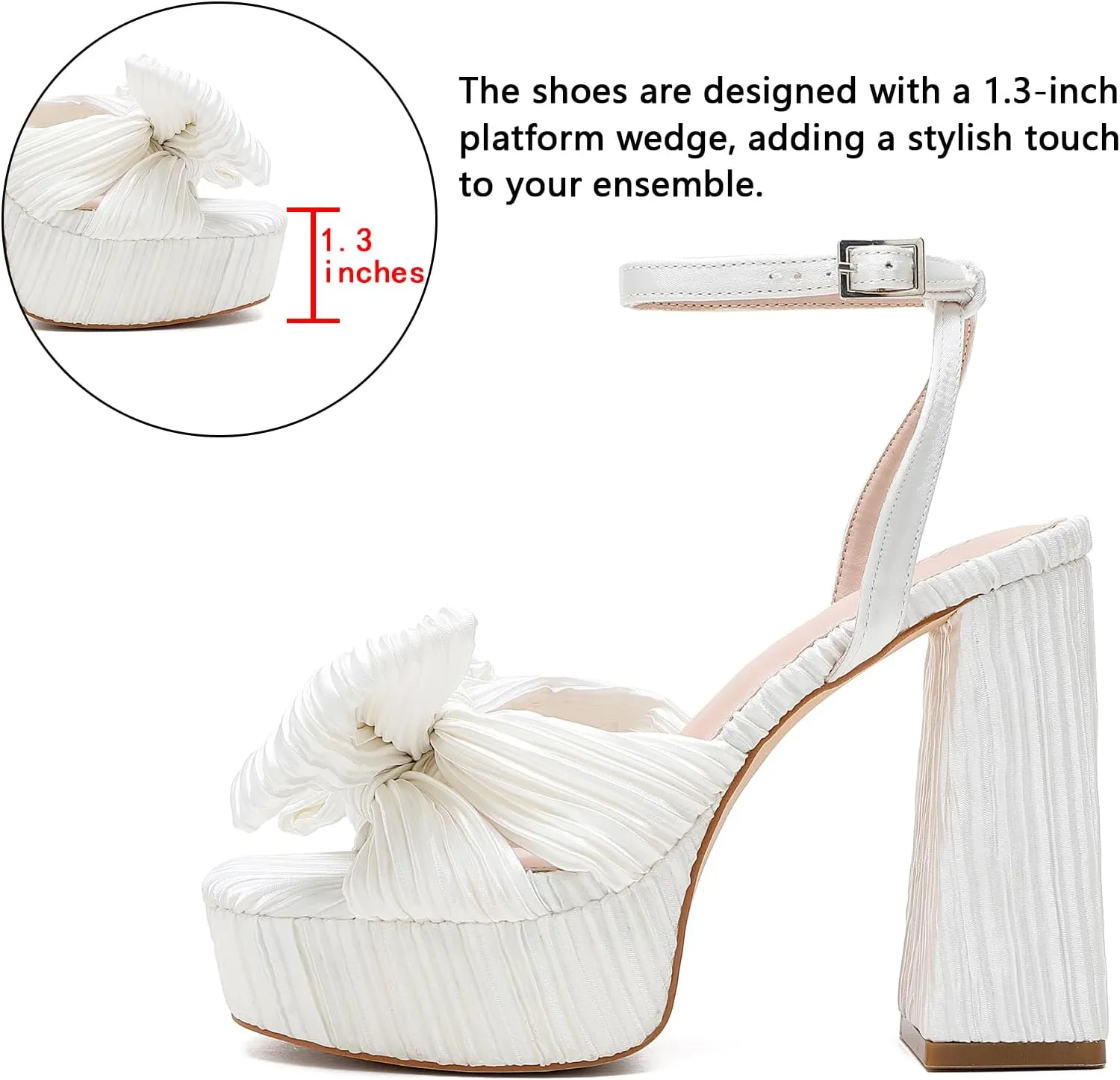 Bow Platform Heels for Women Ankle Strap Heeled Sandals Womens Chunky Block High Heels for Party Prom womens dress shoes
