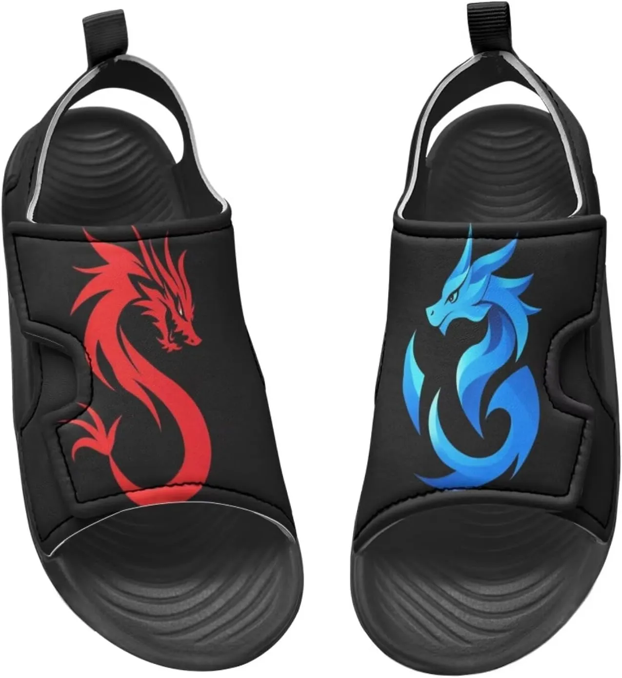 Boys Sandals Summer Kids Shoes Fire Dragon Print Open Toe Sport Outdoor Athletic Sandals Quick Dry Water Shoes