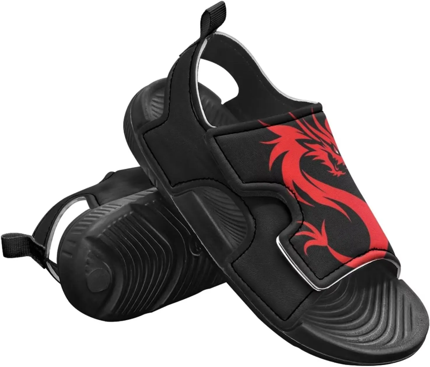 Boys Sandals Summer Kids Shoes Fire Dragon Print Open Toe Sport Outdoor Athletic Sandals Quick Dry Water Shoes