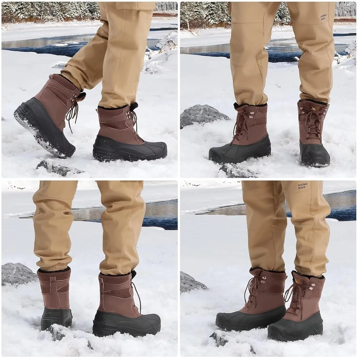 CAMEL CROWN Men's Snow Boots Insulated Waterproof Winter Boots Durable Non-Slip Fur Warm Outdoor Climbing Shoes