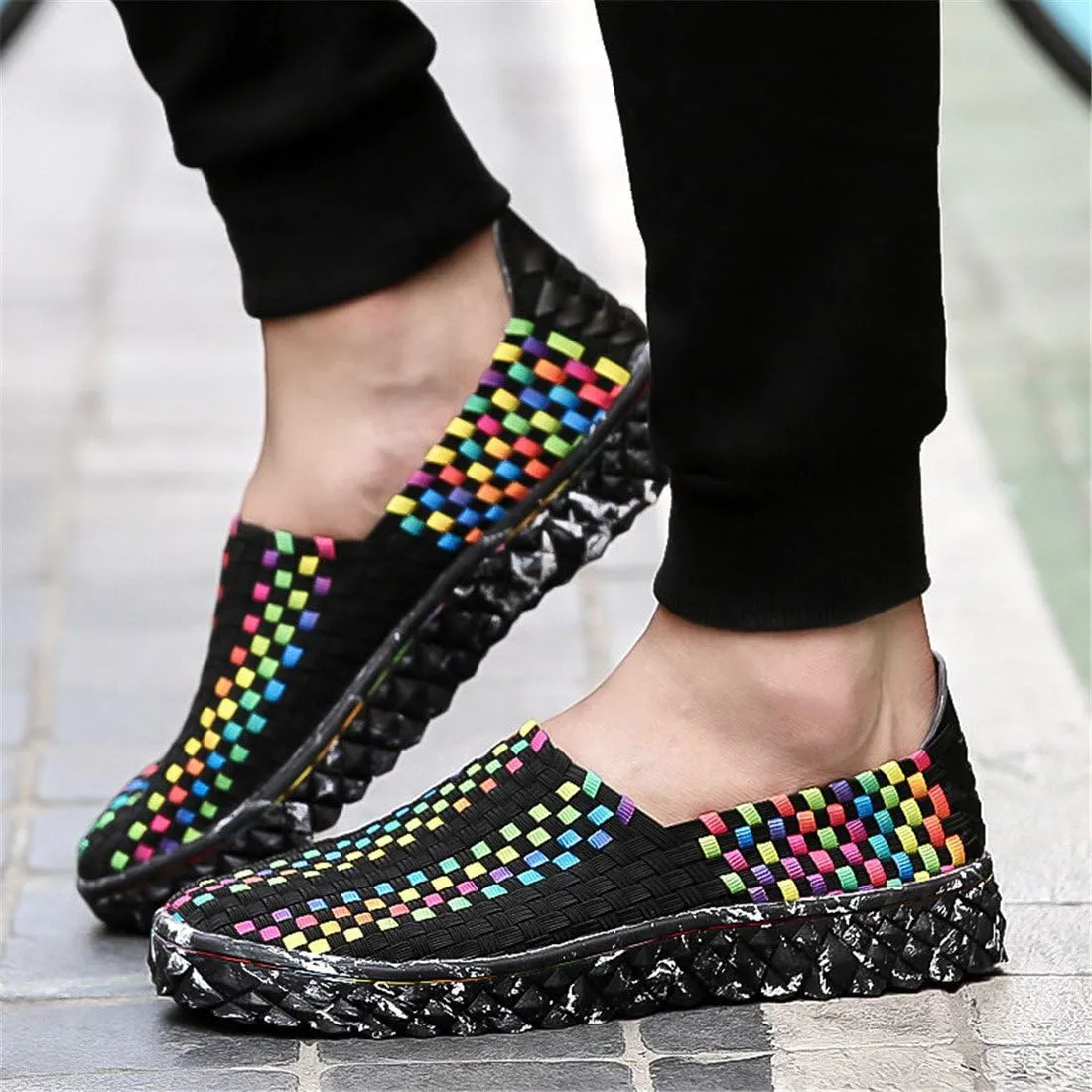 ChicWind Unisex Ultra Lightweight Woven Fashion Sneakers Casual Slip On Walking Shoes