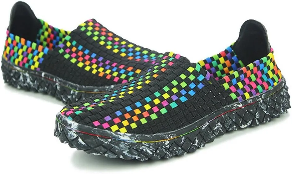 ChicWind Unisex Ultra Lightweight Woven Fashion Sneakers Casual Slip On Walking Shoes