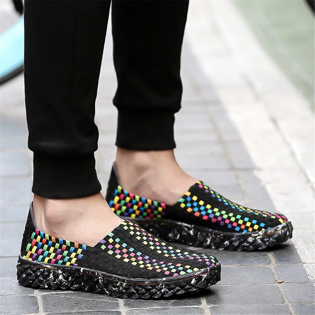 ChicWind Unisex Ultra Lightweight Woven Fashion Sneakers Casual Slip On Walking Shoes