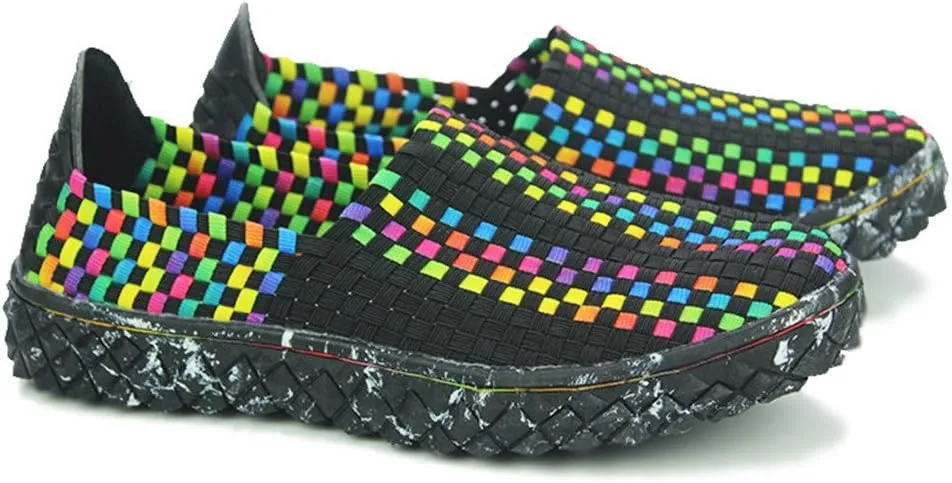 ChicWind Unisex Ultra Lightweight Woven Fashion Sneakers Casual Slip On Walking Shoes