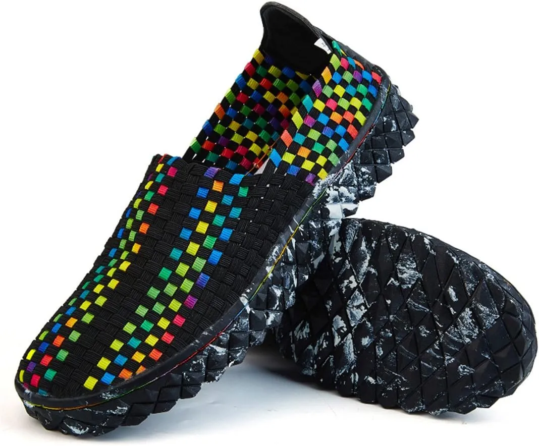 ChicWind Unisex Ultra Lightweight Woven Fashion Sneakers Casual Slip On Walking Shoes