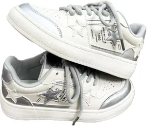 Chunky Platform Star Sneakers for Women Girl's Cute Skate Shoes Chic Y2k Casual Preppy Student Back School, Travel