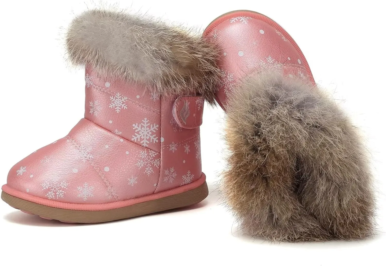 CIOR Toddler Snow Boots for Girls Boys Winter Warm Kids Button Boots Outdoor Shoes