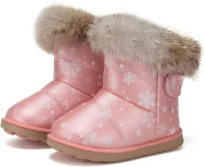 CIOR Toddler Snow Boots for Girls Boys Winter Warm Kids Button Boots Outdoor Shoes