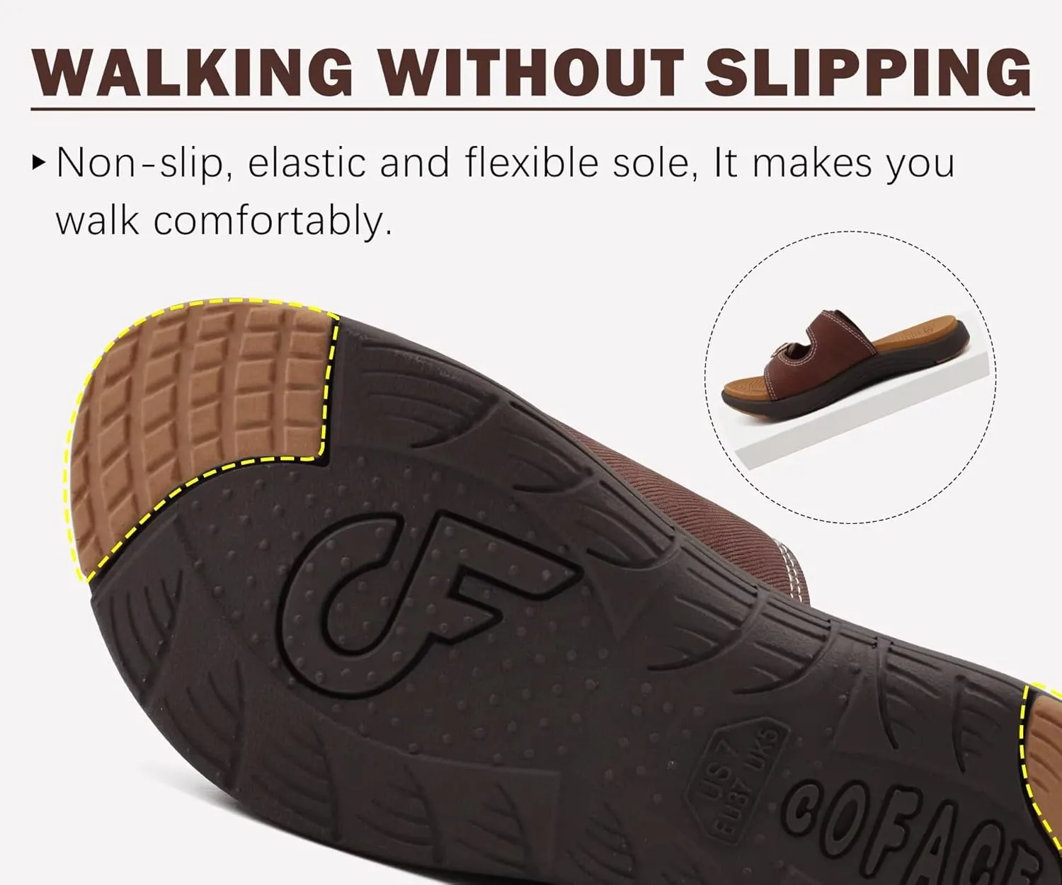 COFACE Womens Orthotic Slides Comfort Plantar Fasciitis Arch Support Slip on Flat Sandals Ladies Soft Cushion Fashion Yoga Mat Slippers With Adjustable Straps