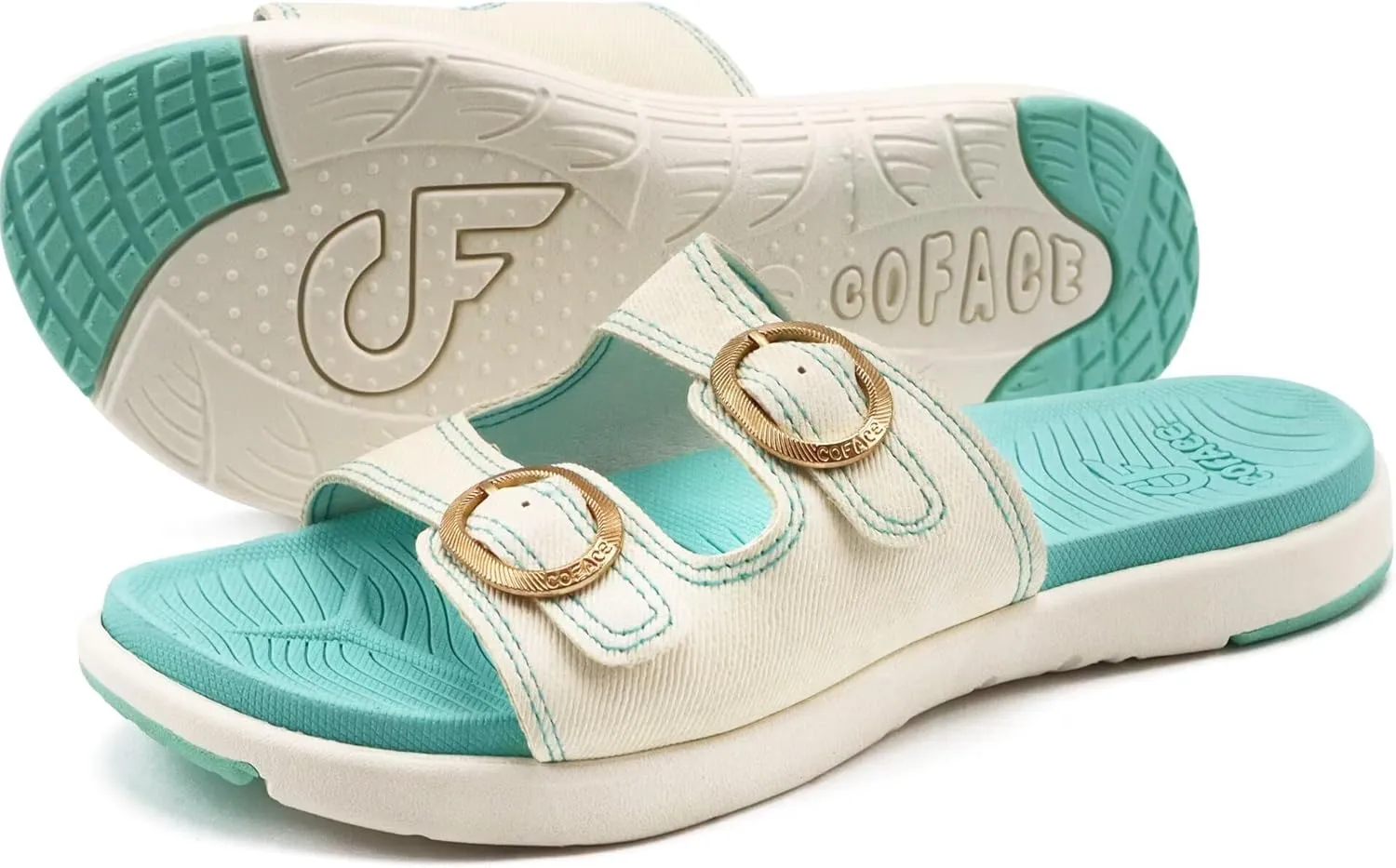 COFACE Womens Orthotic Slides Comfort Plantar Fasciitis Arch Support Slip on Flat Sandals Ladies Soft Cushion Fashion Yoga Mat Slippers With Adjustable Straps
