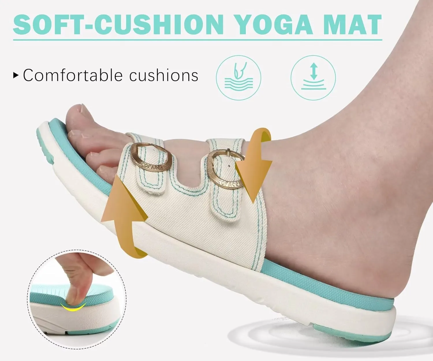 COFACE Womens Orthotic Slides Comfort Plantar Fasciitis Arch Support Slip on Flat Sandals Ladies Soft Cushion Fashion Yoga Mat Slippers With Adjustable Straps