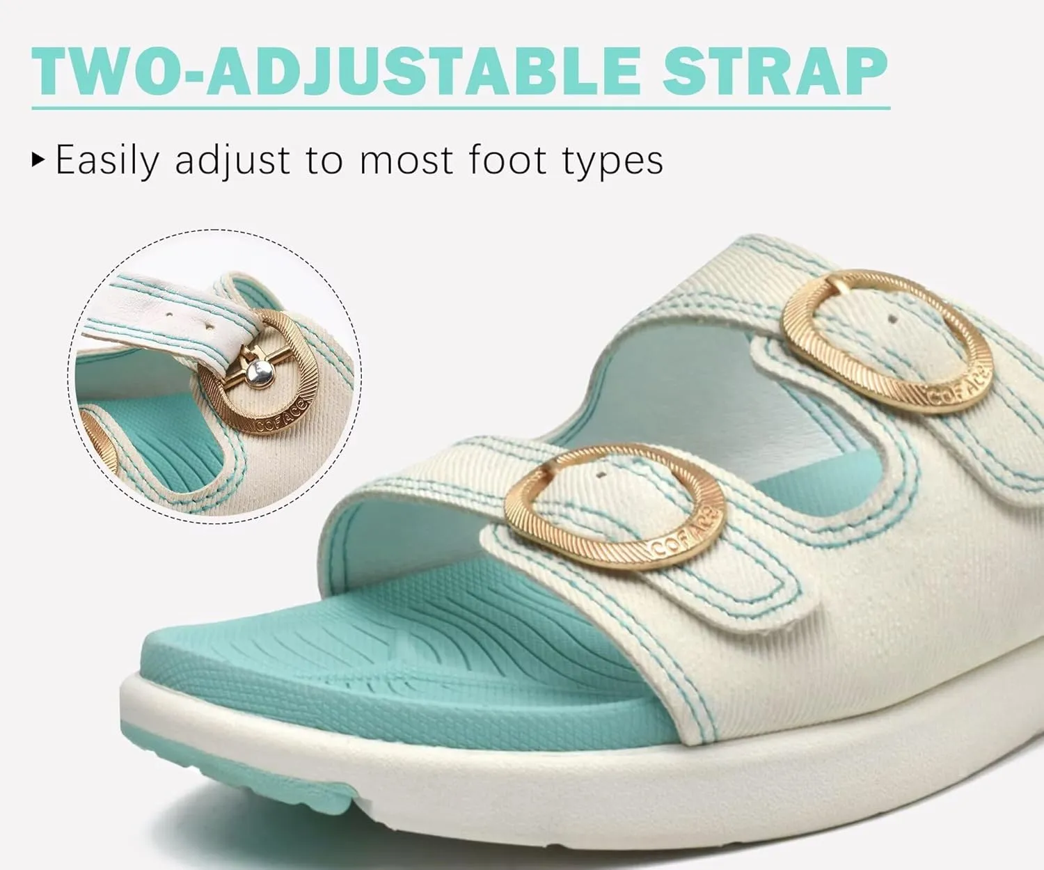 COFACE Womens Orthotic Slides Comfort Plantar Fasciitis Arch Support Slip on Flat Sandals Ladies Soft Cushion Fashion Yoga Mat Slippers With Adjustable Straps