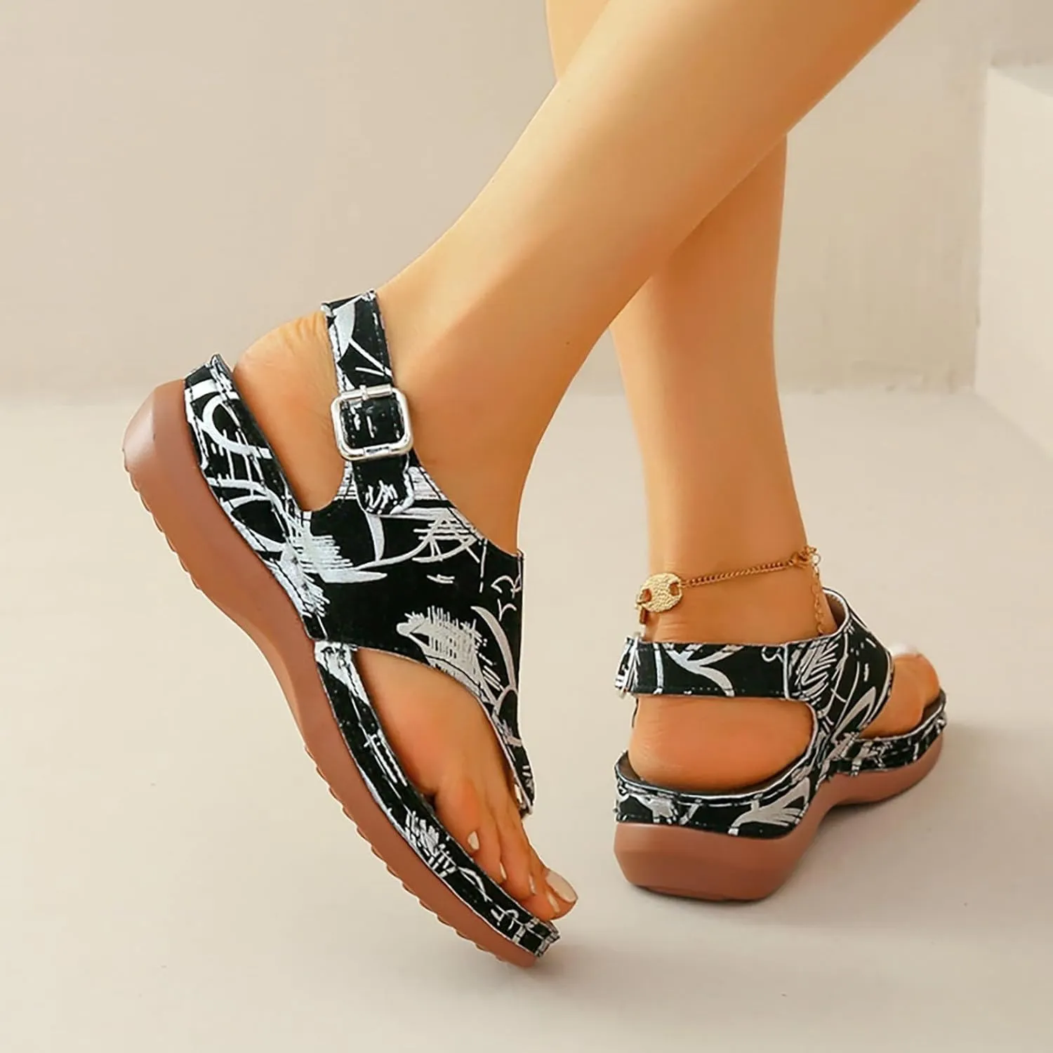 Color Block Dressy Flat Sandals for Women Beach Graphic Work Office Spring Casual Summer Flip Flops Ladies 2024 Falt